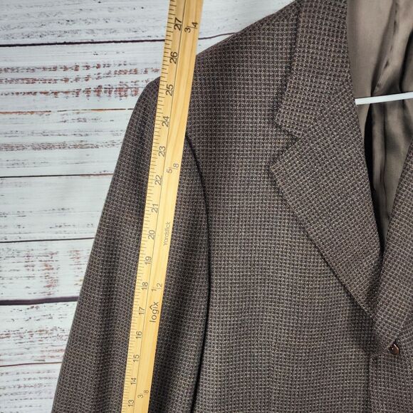 CANALI Wool 46L (us) 56 (Eu) Dark Brown Check Sport Coat Blazer Jacket long - Picture 9 of 9